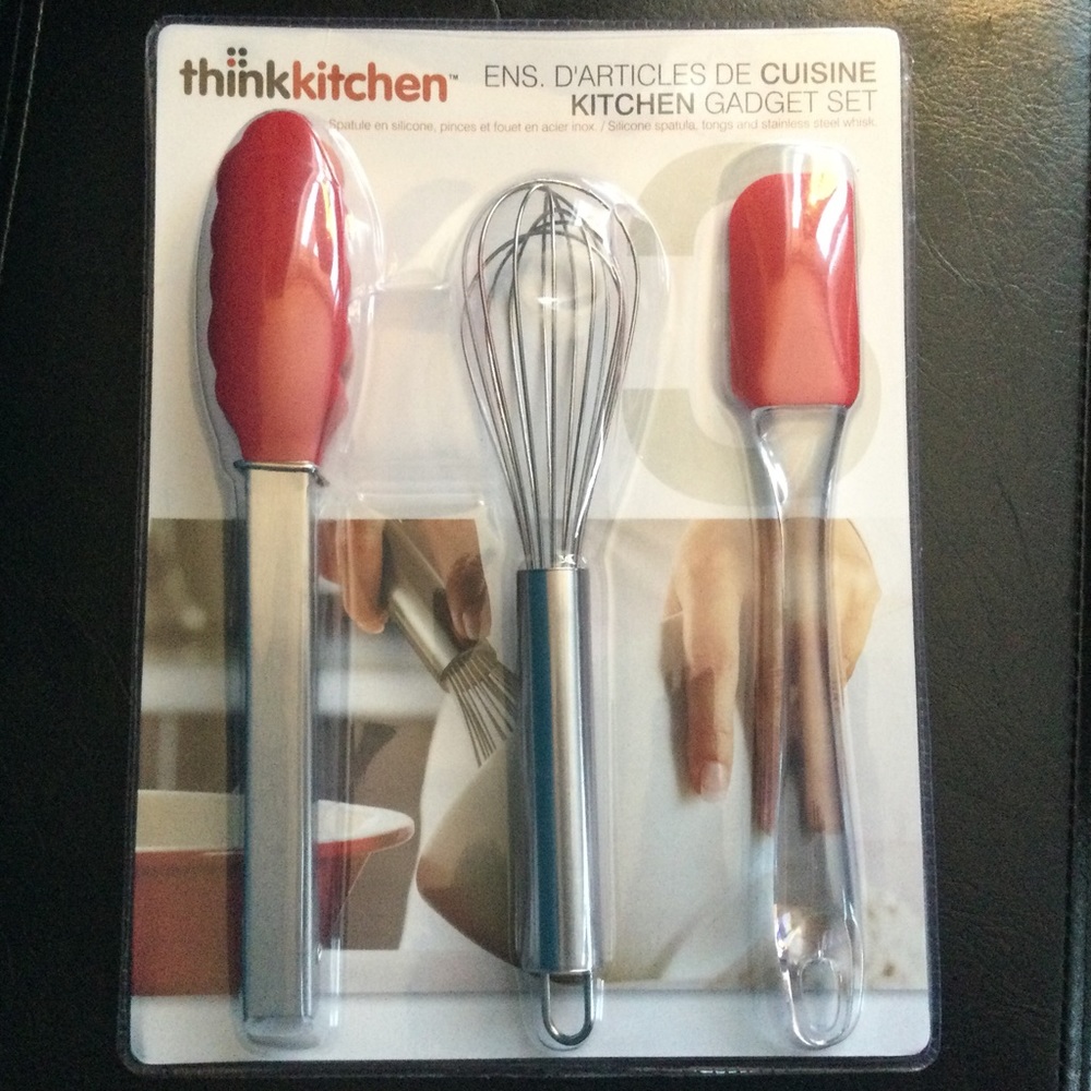Think Kitchen Utensils Whisk Spatula Tongs Silicone Stainless Steel
